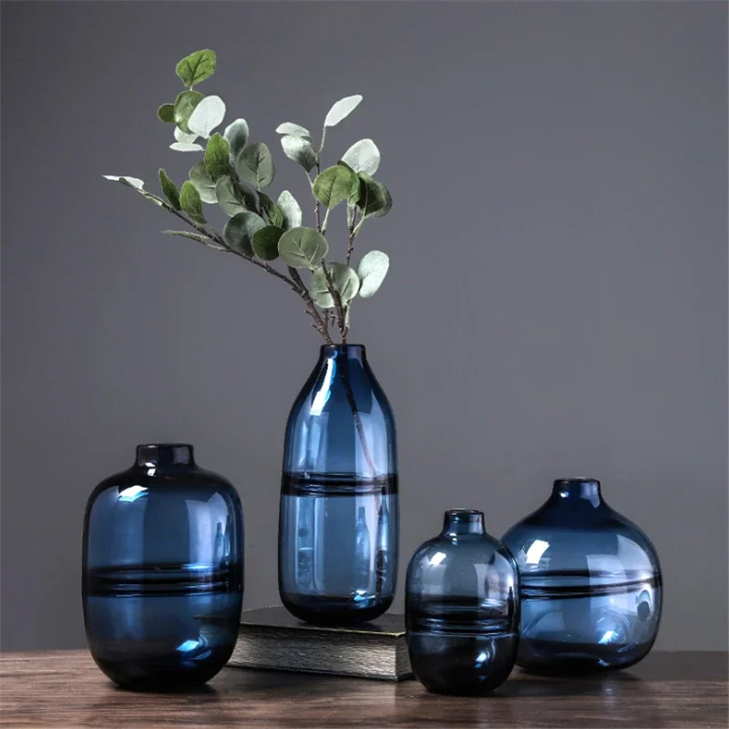 Propagation Station Vase - Minimalist Blue Black Glass Vase Home