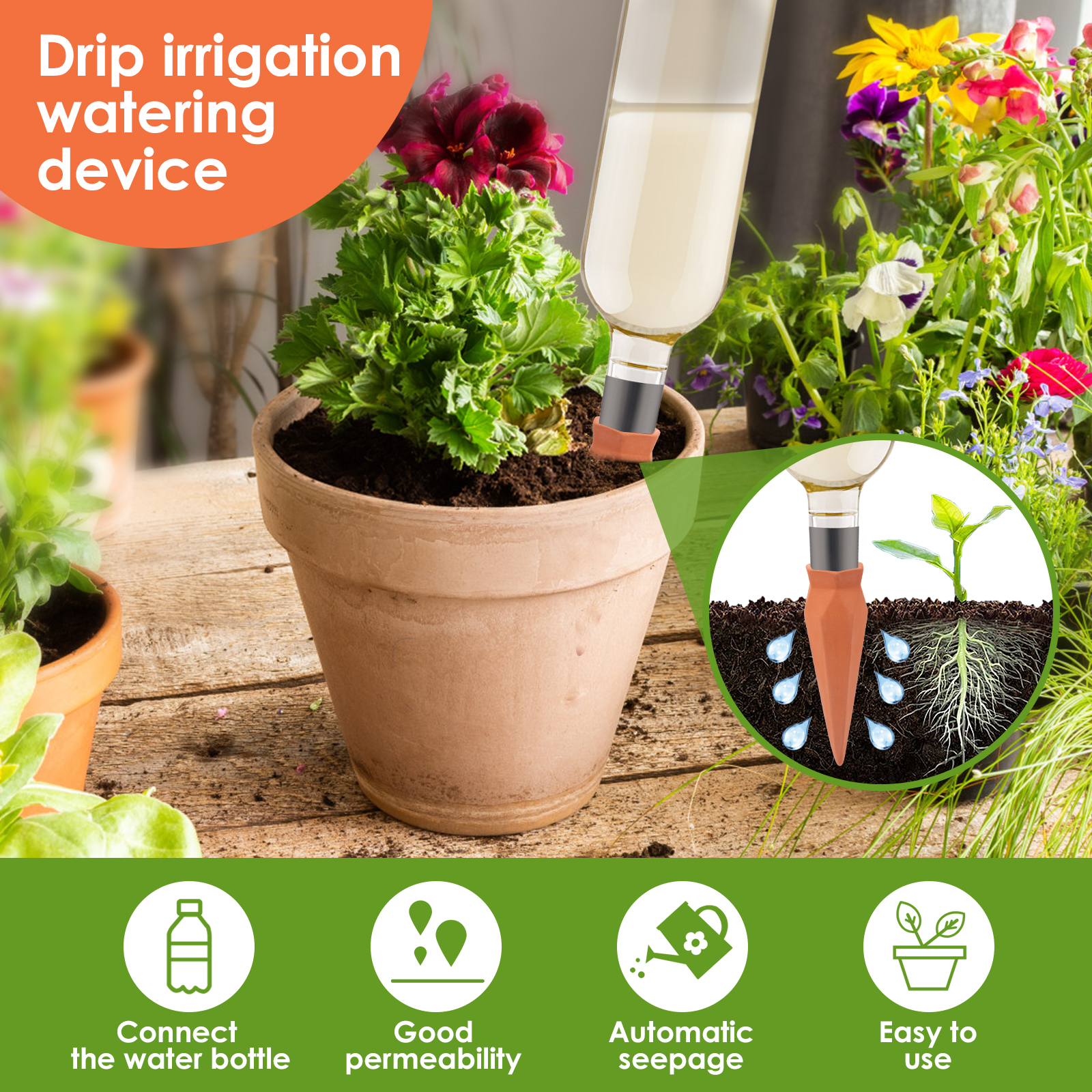 8Pcs Self Watering Stakes Red  - Self Watering Insert avis et prix