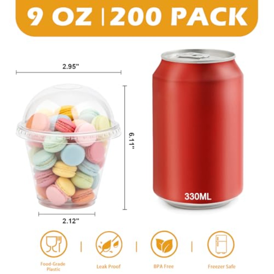 200 Pack 9 oz Clear Plastic Cu - Plastic Dome Clear avis et prix