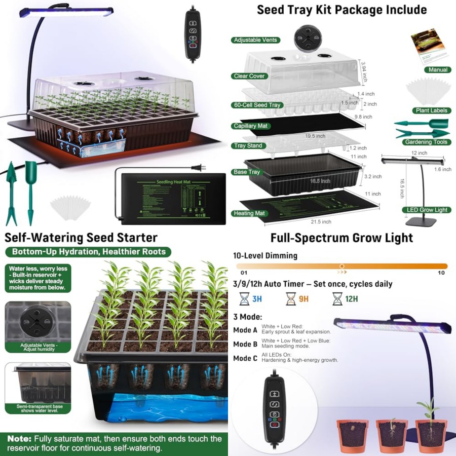 60-Cell Self-Watering Seed Sta - Humidity Dome Kit avis et prix
