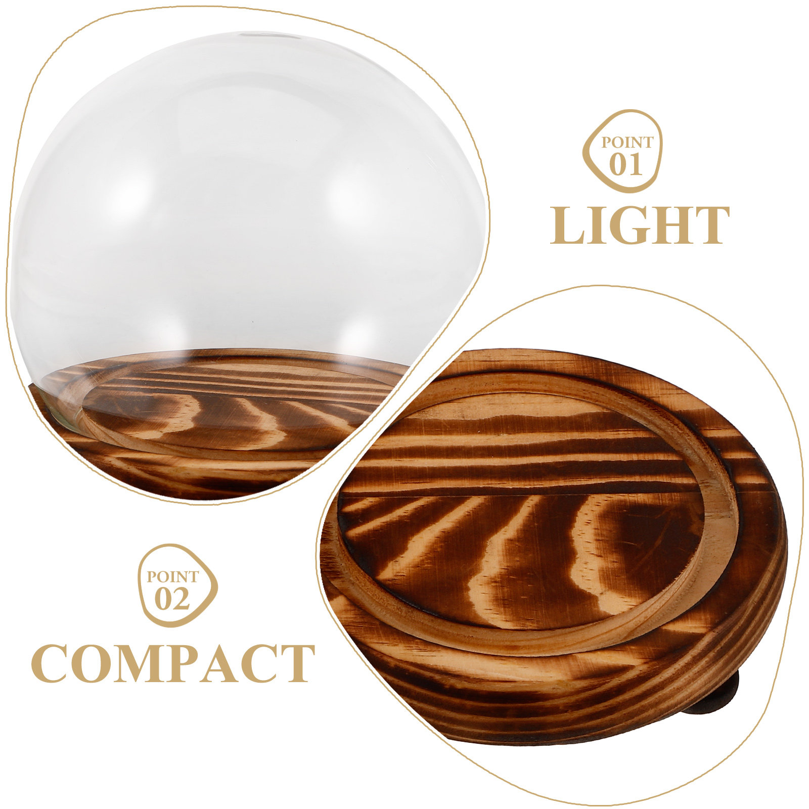 Glass Dome Display Case with W - Plastic Dome Clear avis et prix
