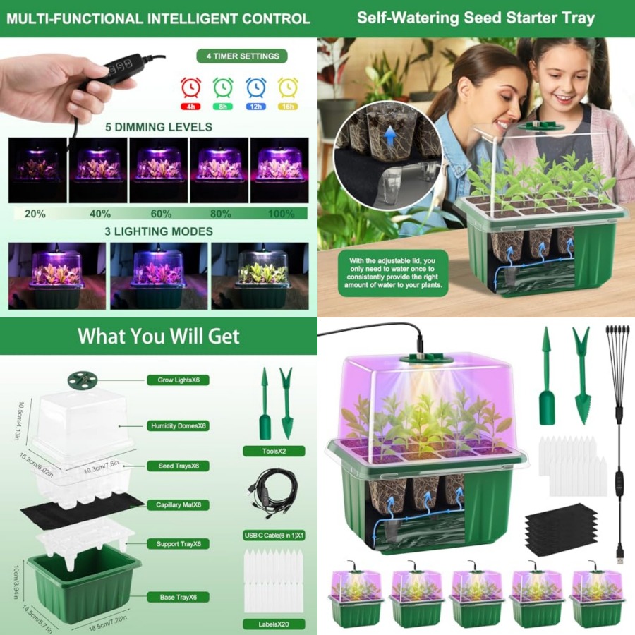 Seed Starter Tray with Light,  - Humidity Dome Kit avis et prix