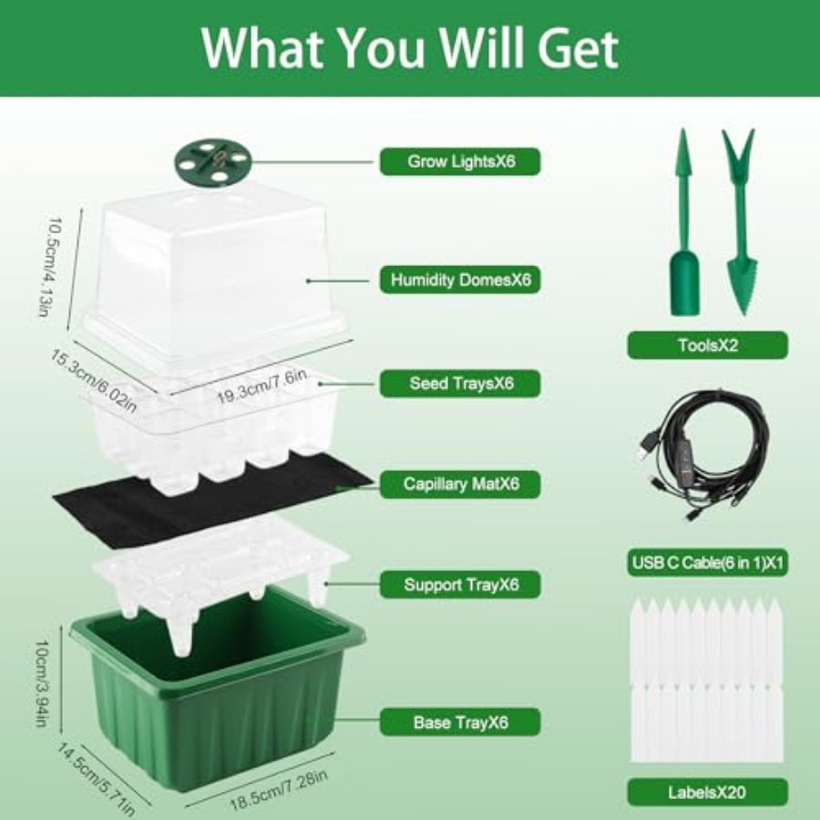 Seed Starter Tray with Light,  - Humidity Dome Kit avis et prix