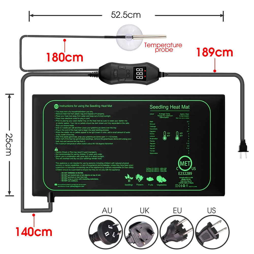 50W EU-US/UK/AU Adjustable The - Heat Mat Seedling avis et prix