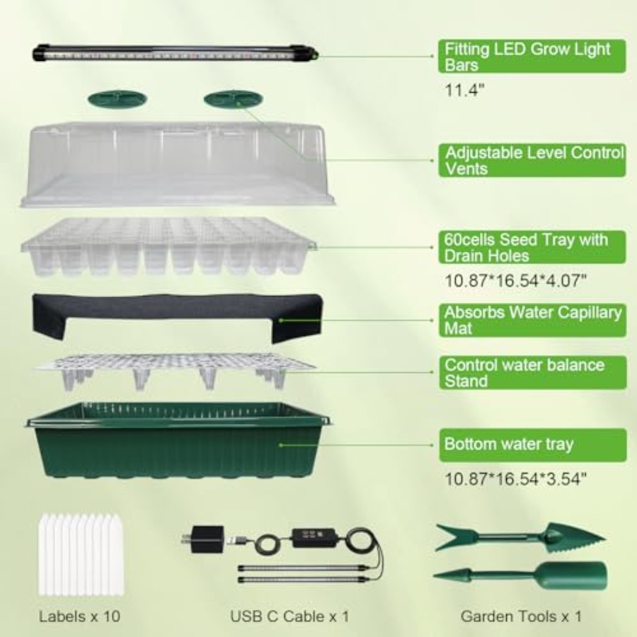 Seed Starter Tray with Grow Li - Humidity Dome Kit avis et prix